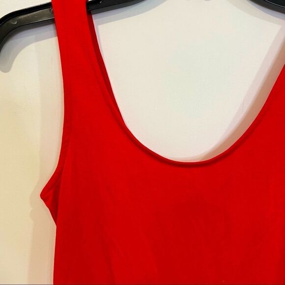 Gibson Basic Solid Soft Stretchy Sleeveless Tank Top Bodysuit Leotard in Red - Picture 3 of 8